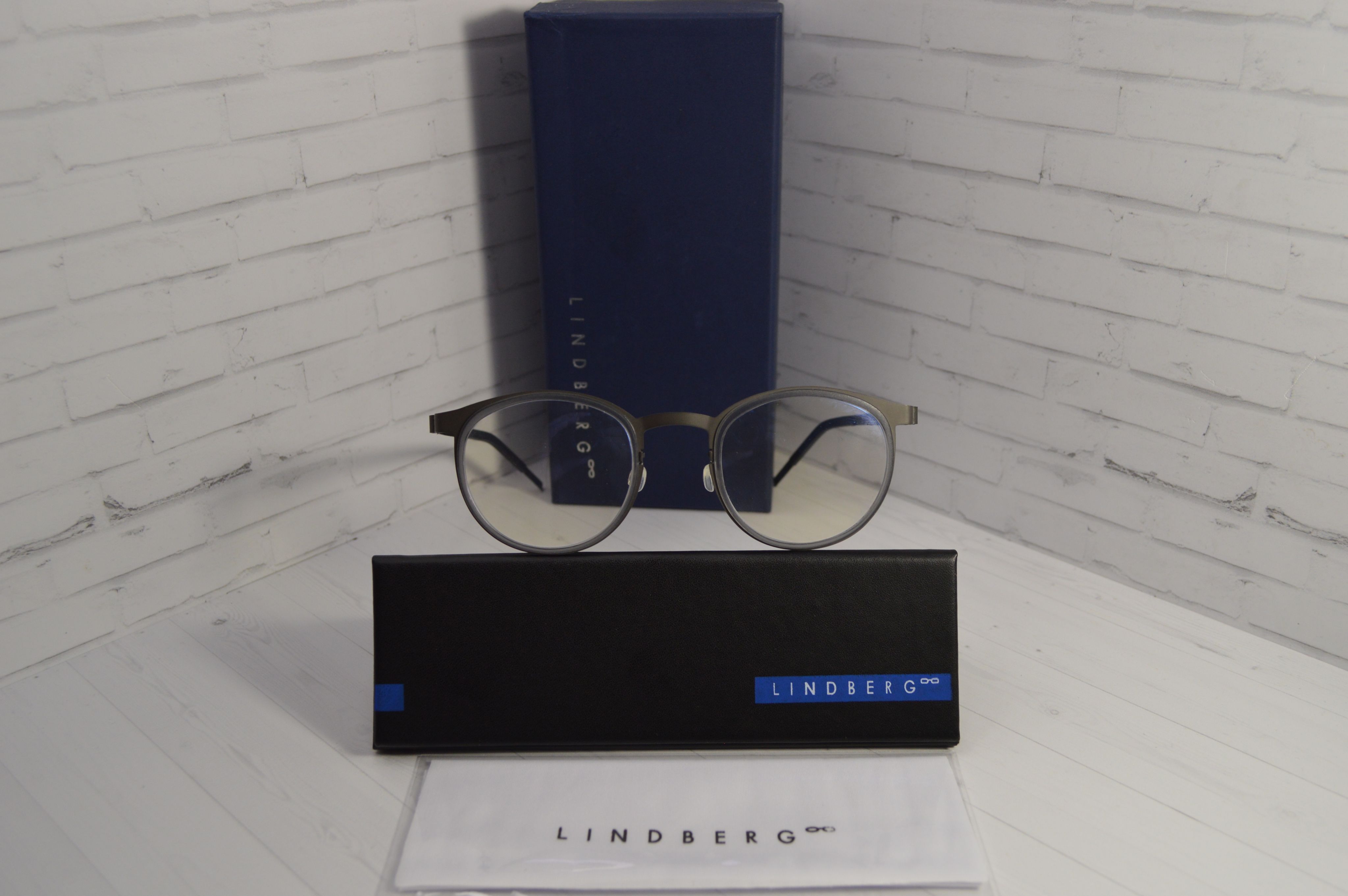 Оправа, титан, Lindberg 9704, круглая, графитового цвета