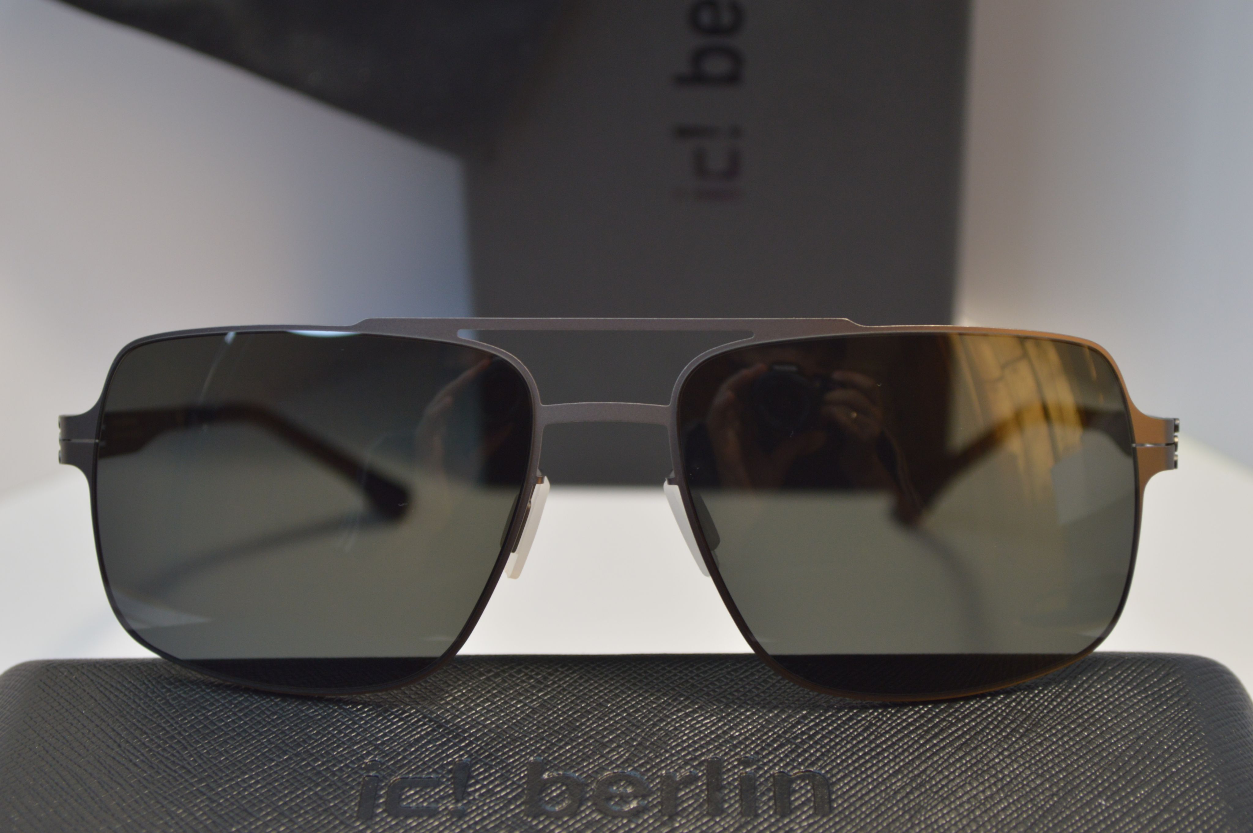 Очки солнцезащитные, титановые, авиаторы, серая линза Ic! Berlin Dy Stopia Gun