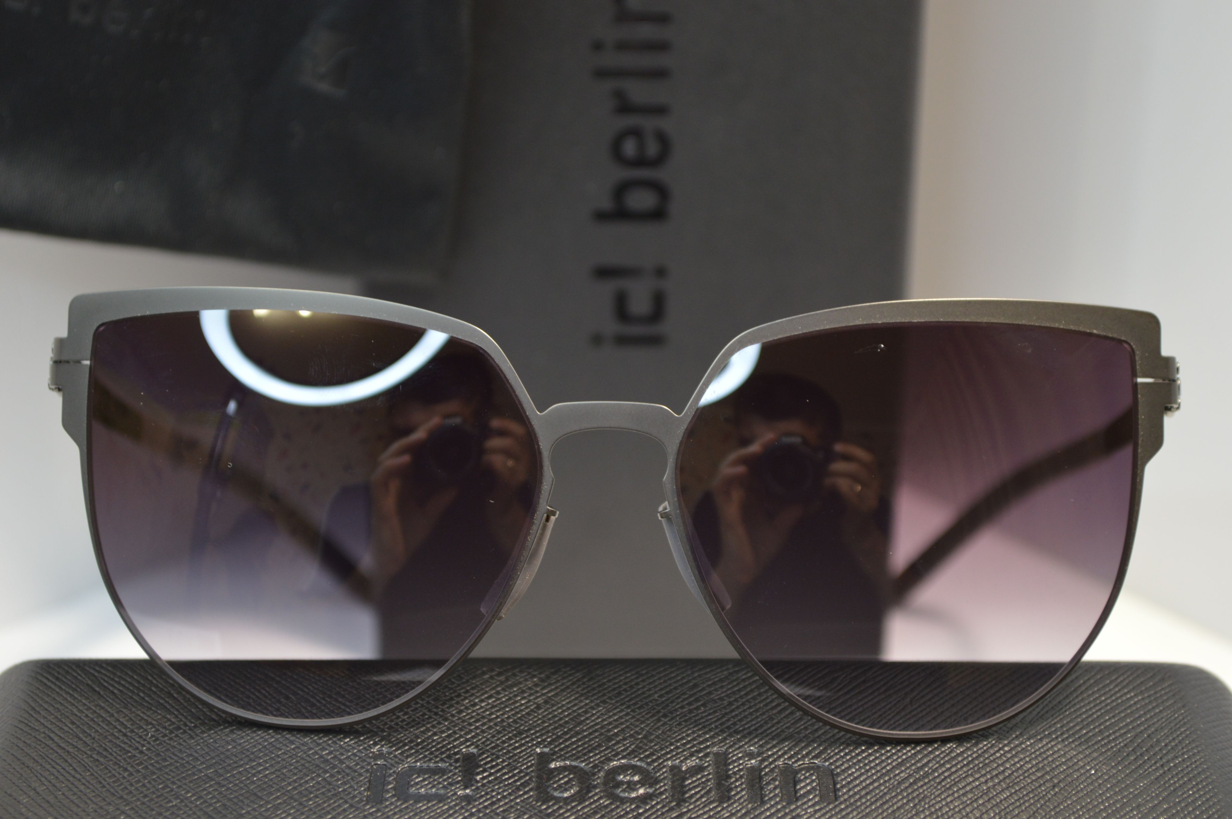Очки солнцезащитные, титановые, модные авиаторы, серая линза, Ic! Berlin Vendredi Gun metal
