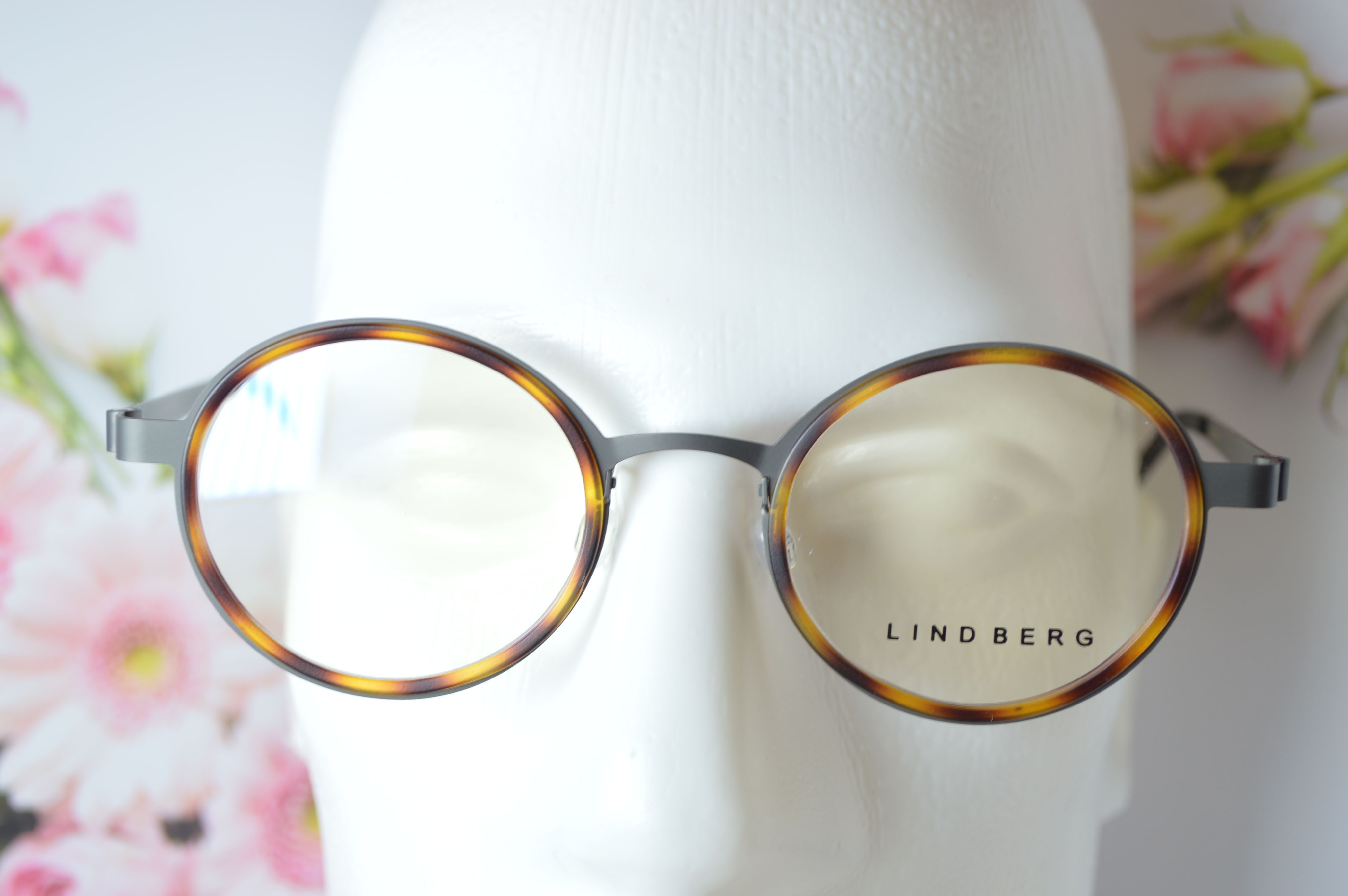 Оправа унисекс, титан, круглая, Lindberg 9707, серый графитовый с коричневым.