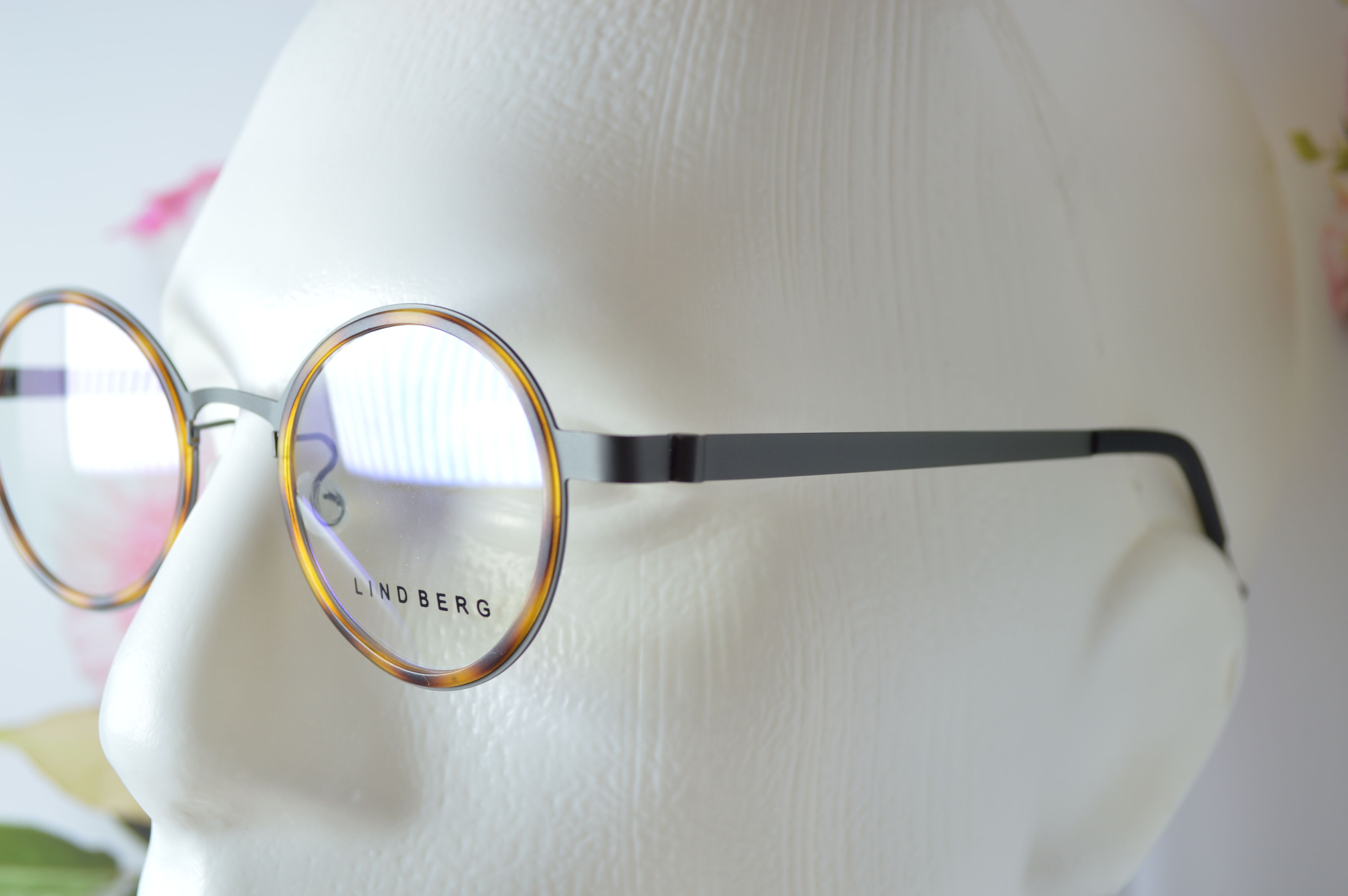 Оправа унисекс, титан, круглая, Lindberg 9707, серый графитовый с коричневым.