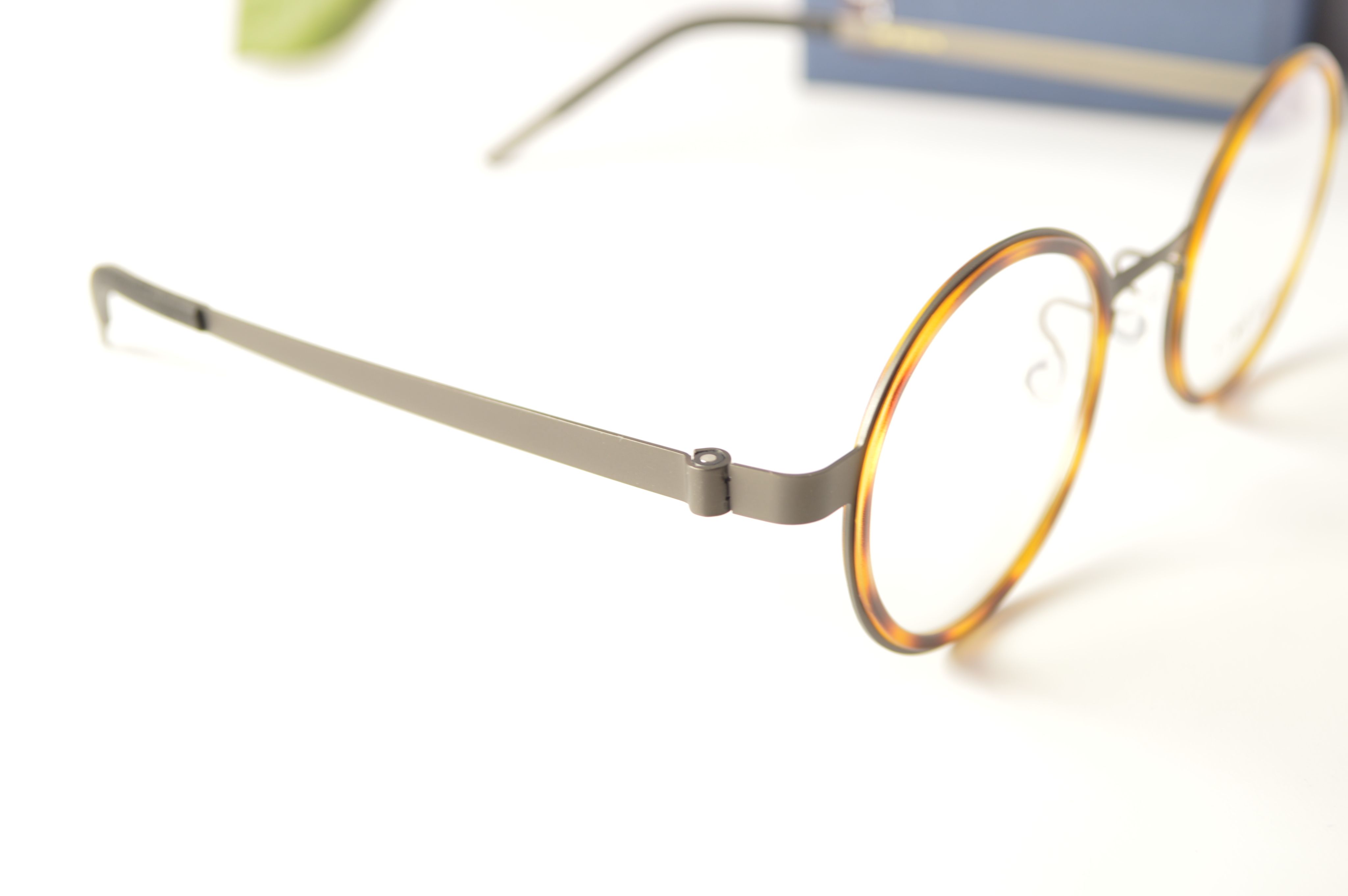 Оправа унисекс, титан, круглая, Lindberg 9707, серый графитовый с коричневым.