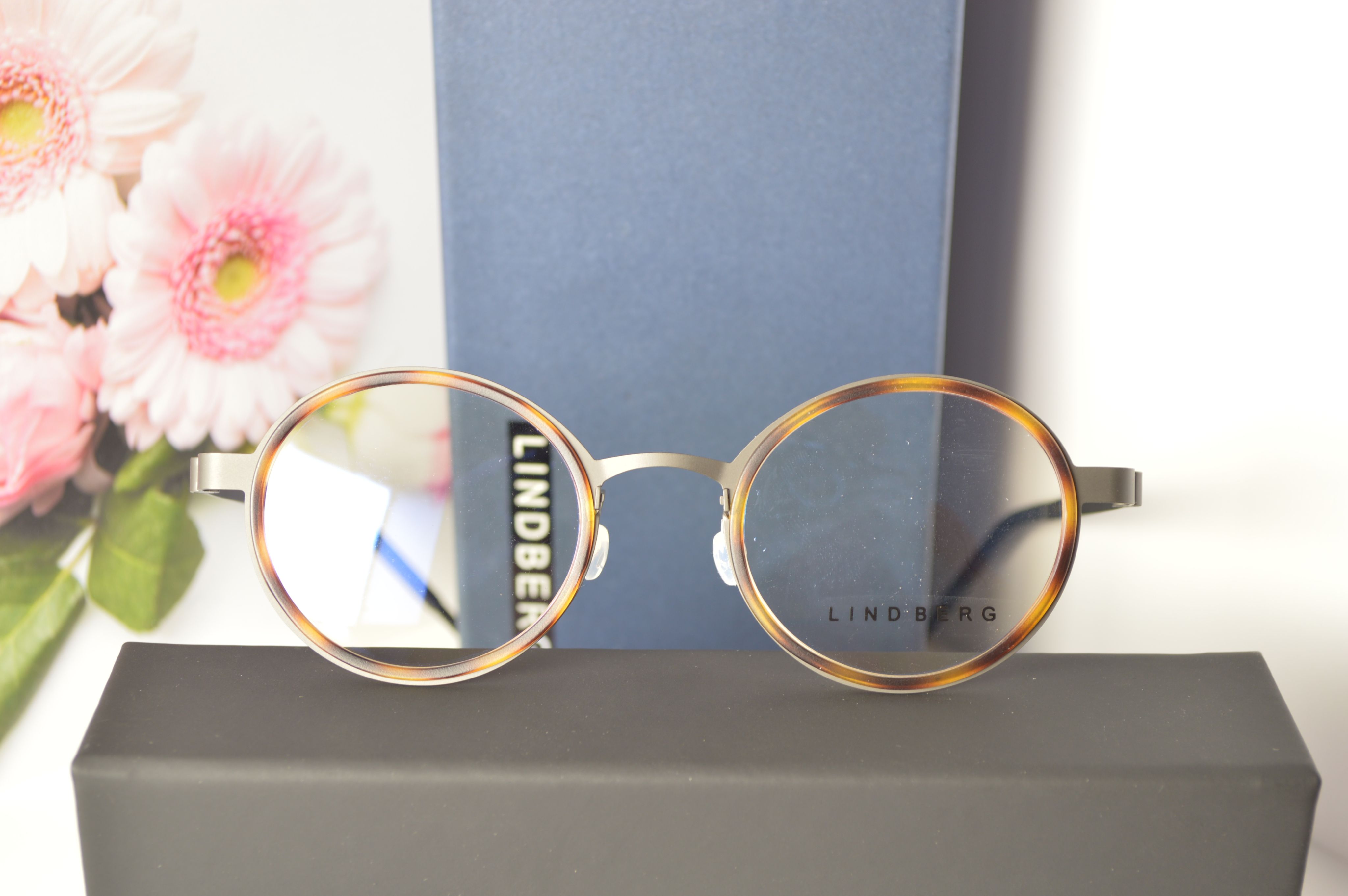 Оправа унисекс, титан, круглая, Lindberg 9707, серый графитовый с коричневым.