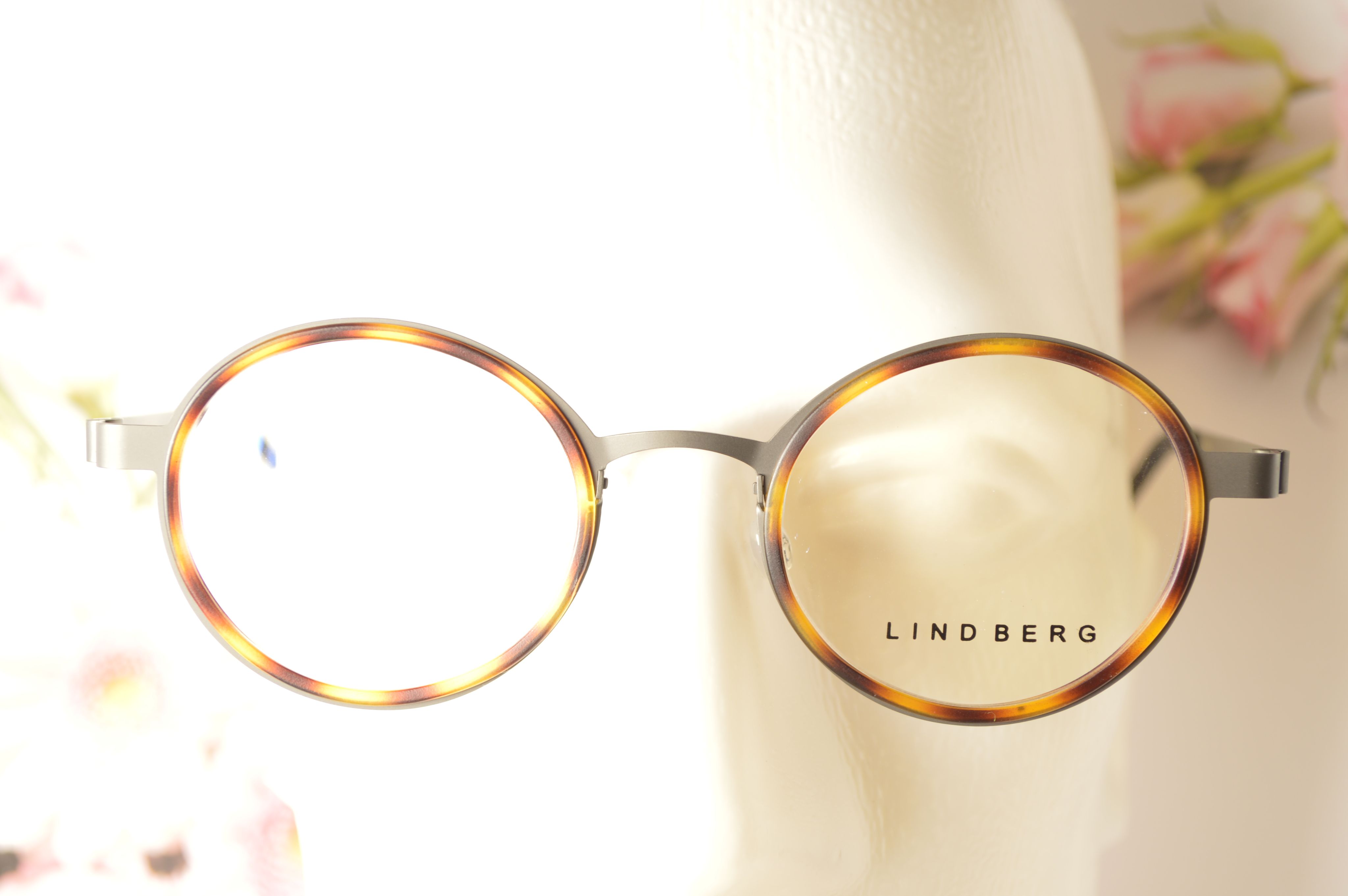 Оправа унисекс, титан, круглая, Lindberg 9707, серый графитовый с коричневым.
