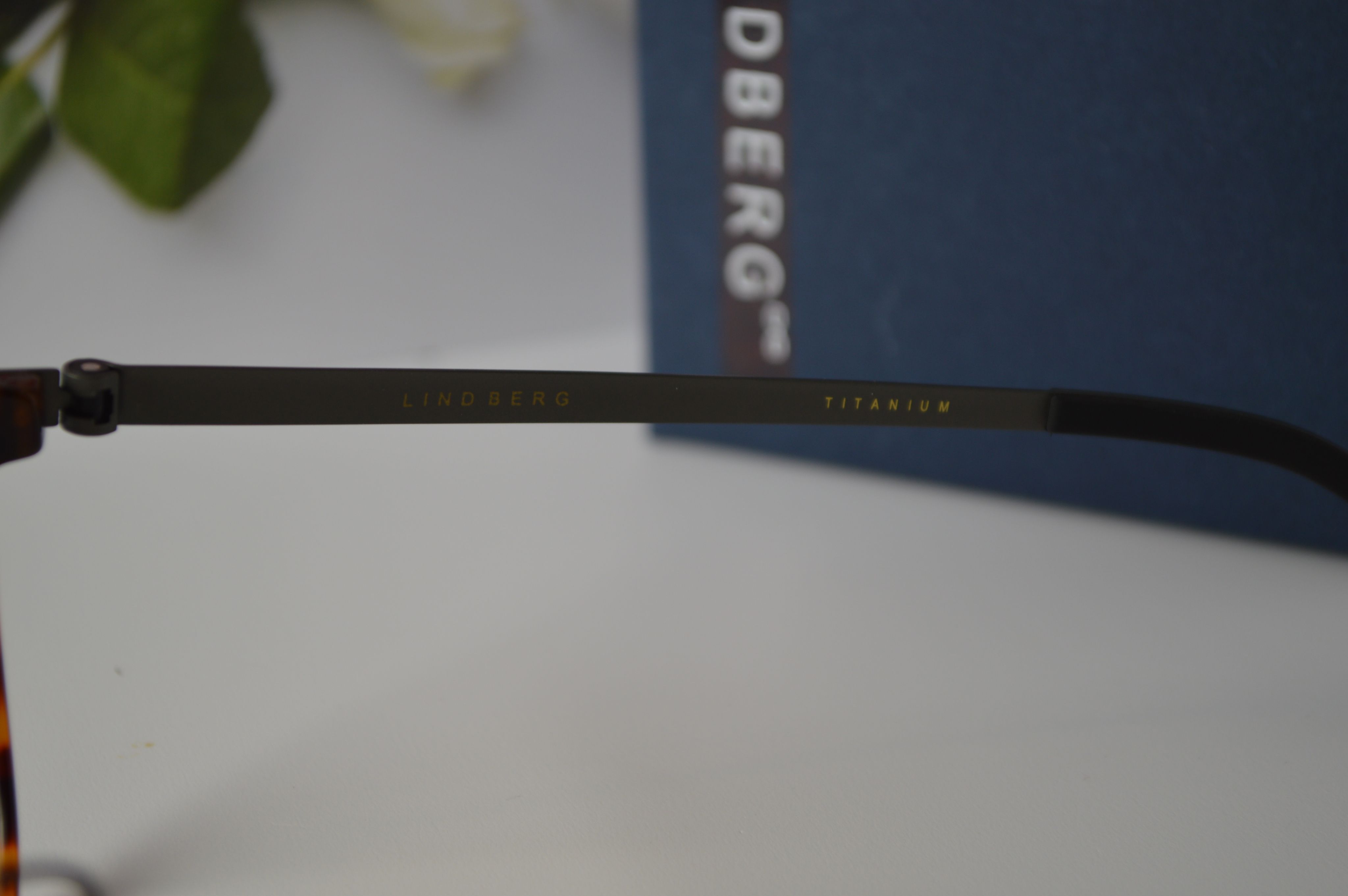 Оправа унисекс, титан, Lindberg 1258 C2, пластиковый коричневый ободок с носоупорами и серые титановые дужки.