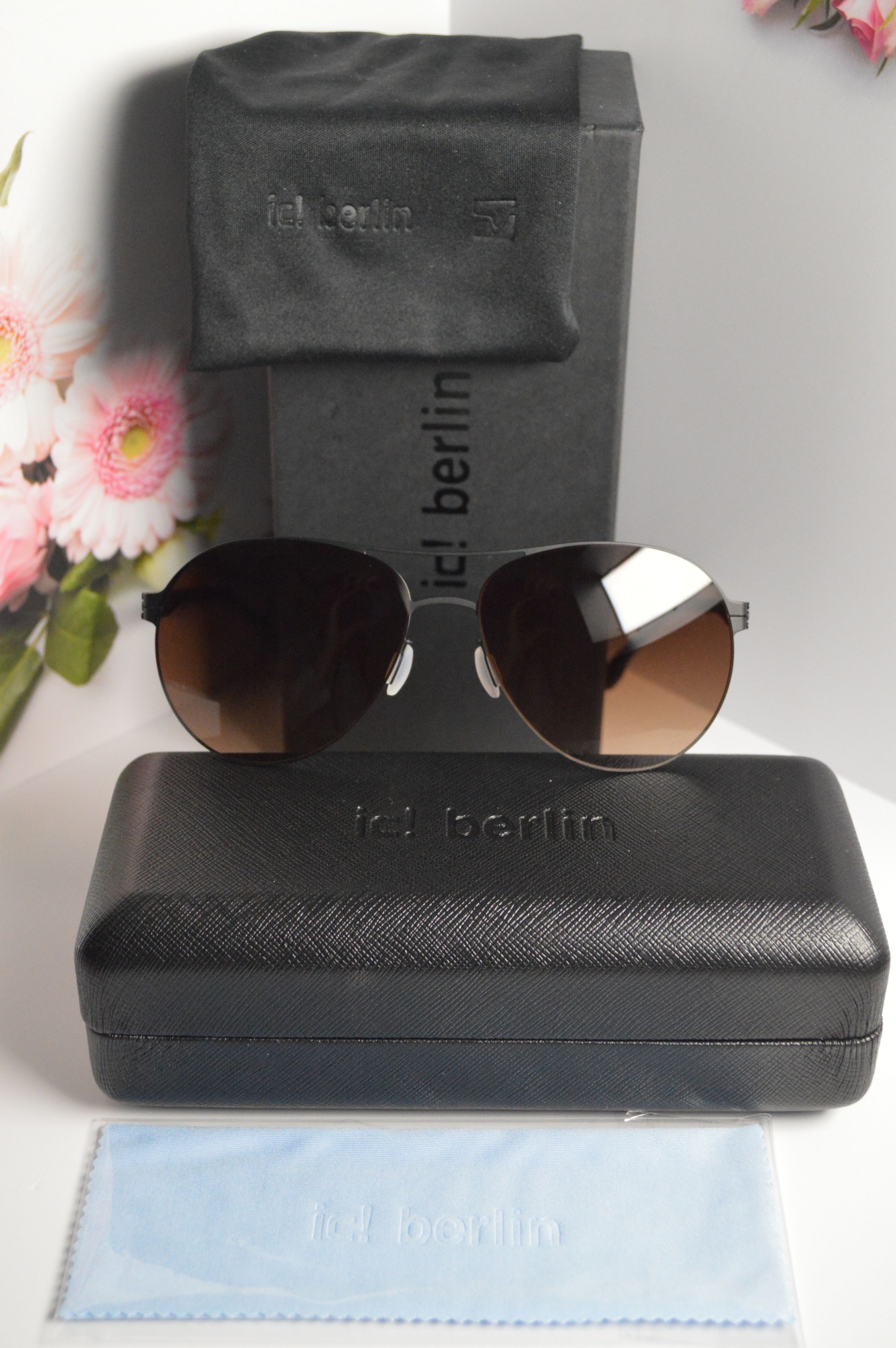 Очки солнцезащитные, титановые, авиатор, Ic! Berlin Model MB 02 black, стильные и легкие.