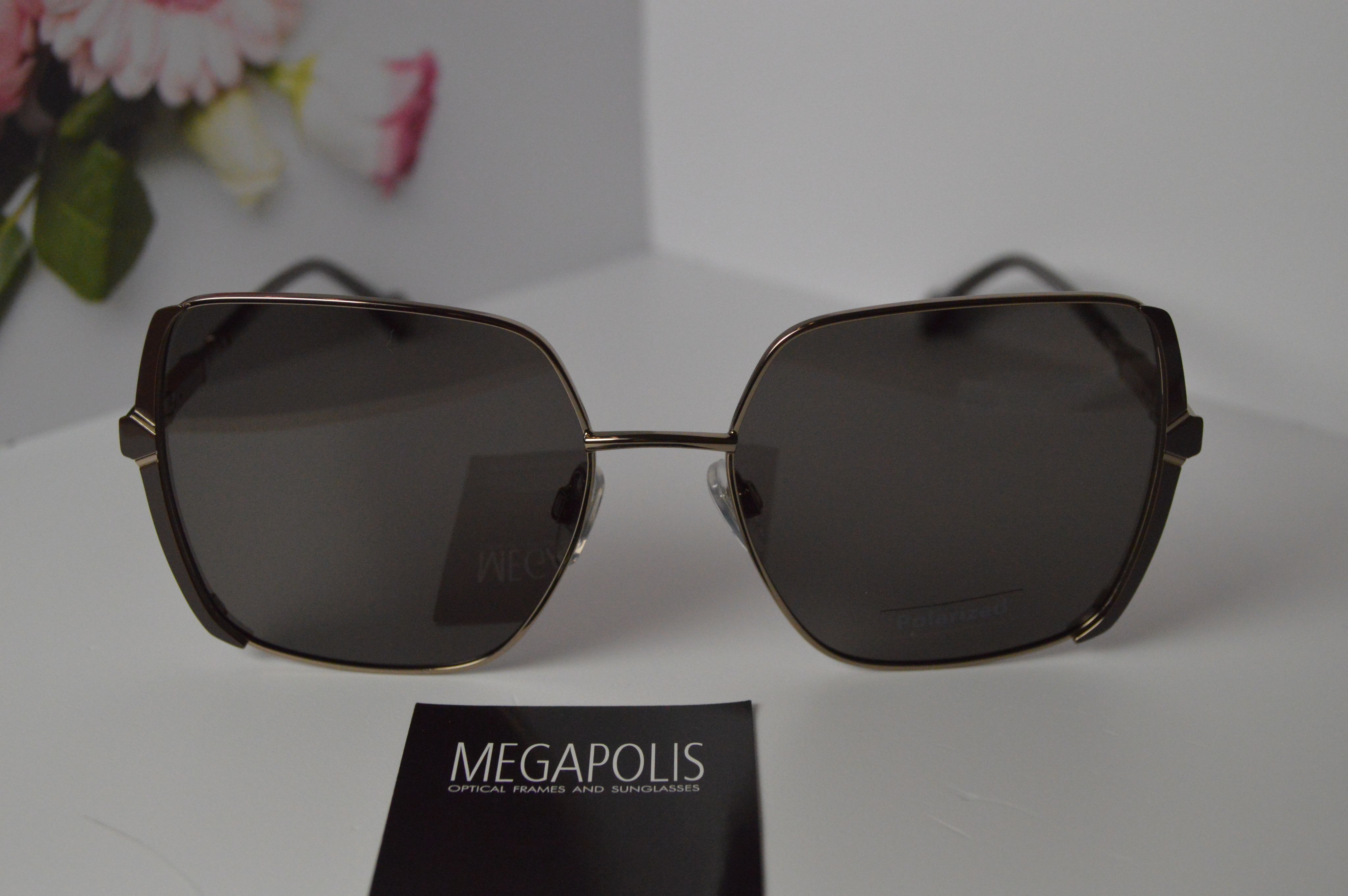 Очки солнцезащитные женские поляризационные Megapolis 738 Brown. Стильная изящная модель.