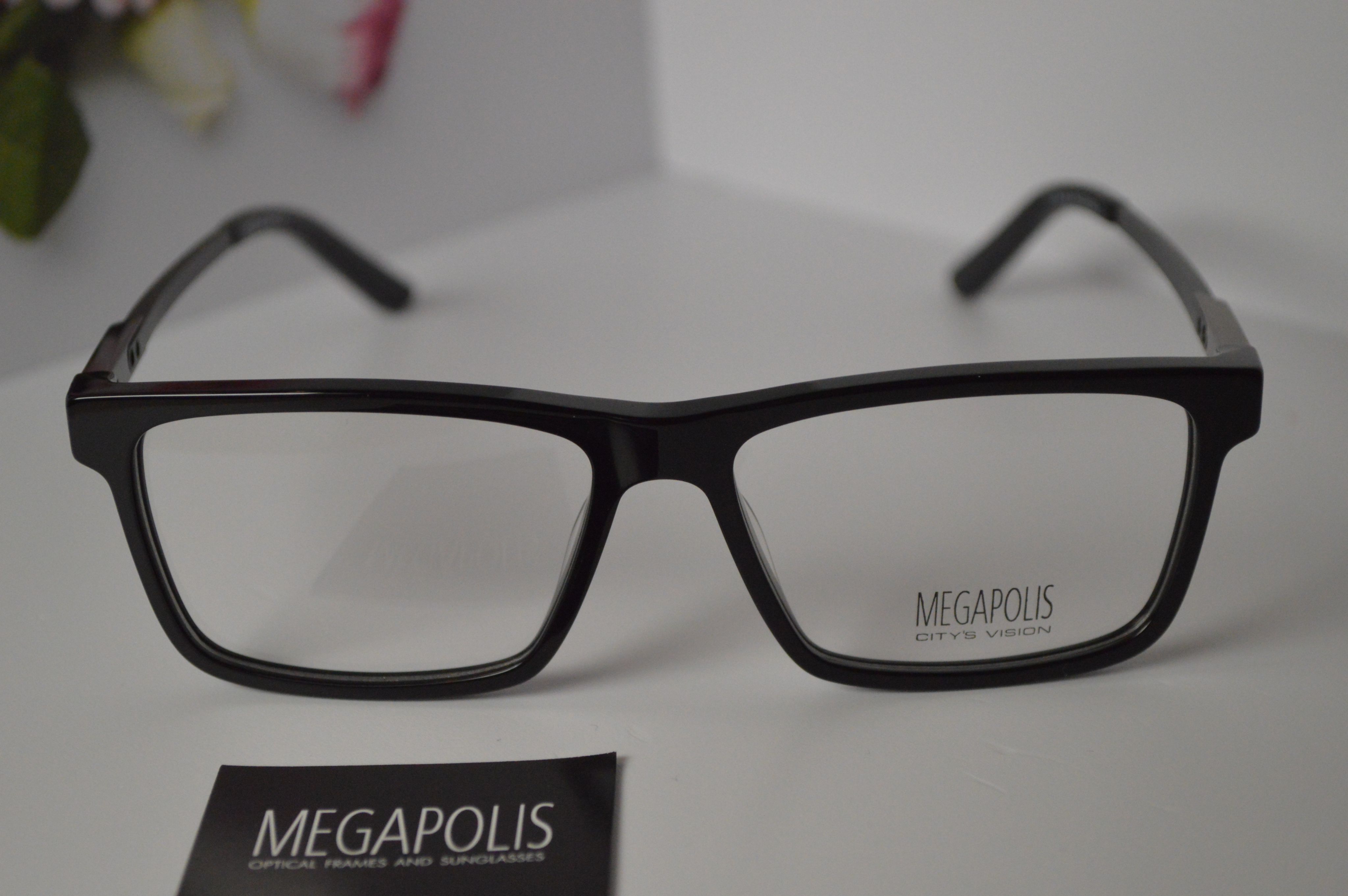 Оправа классическая, прямоугольная, унисекс Megapolis 107 Black. Черный ободок, дужки графитовые