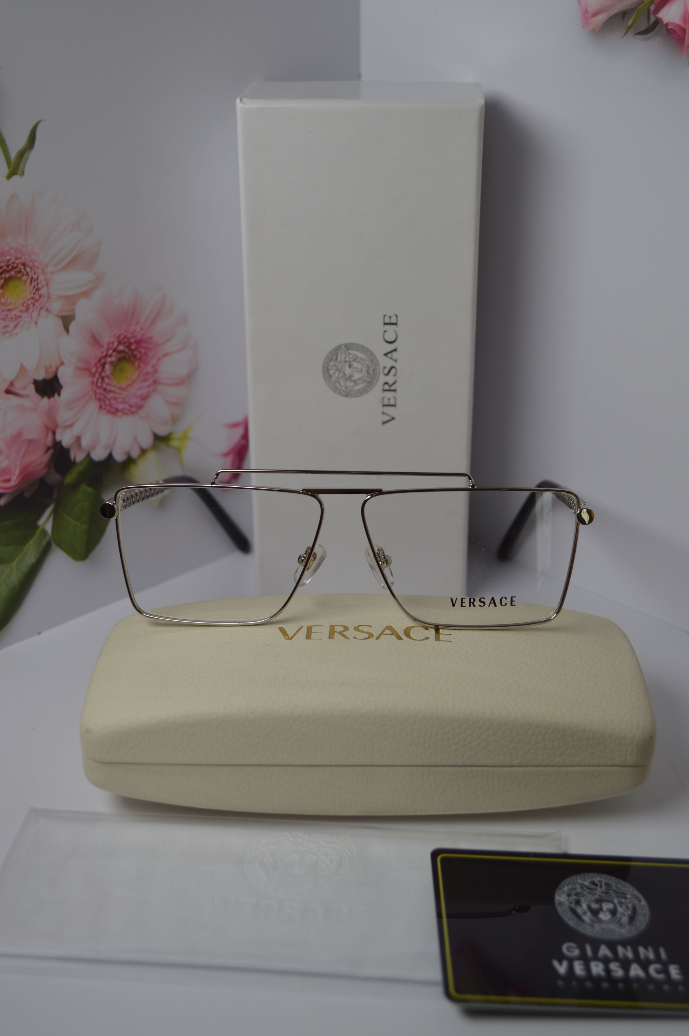 Оправа унисекс, стильная от Versace VE1295 1477/13. Уникальная дужка, серебристый цвет!