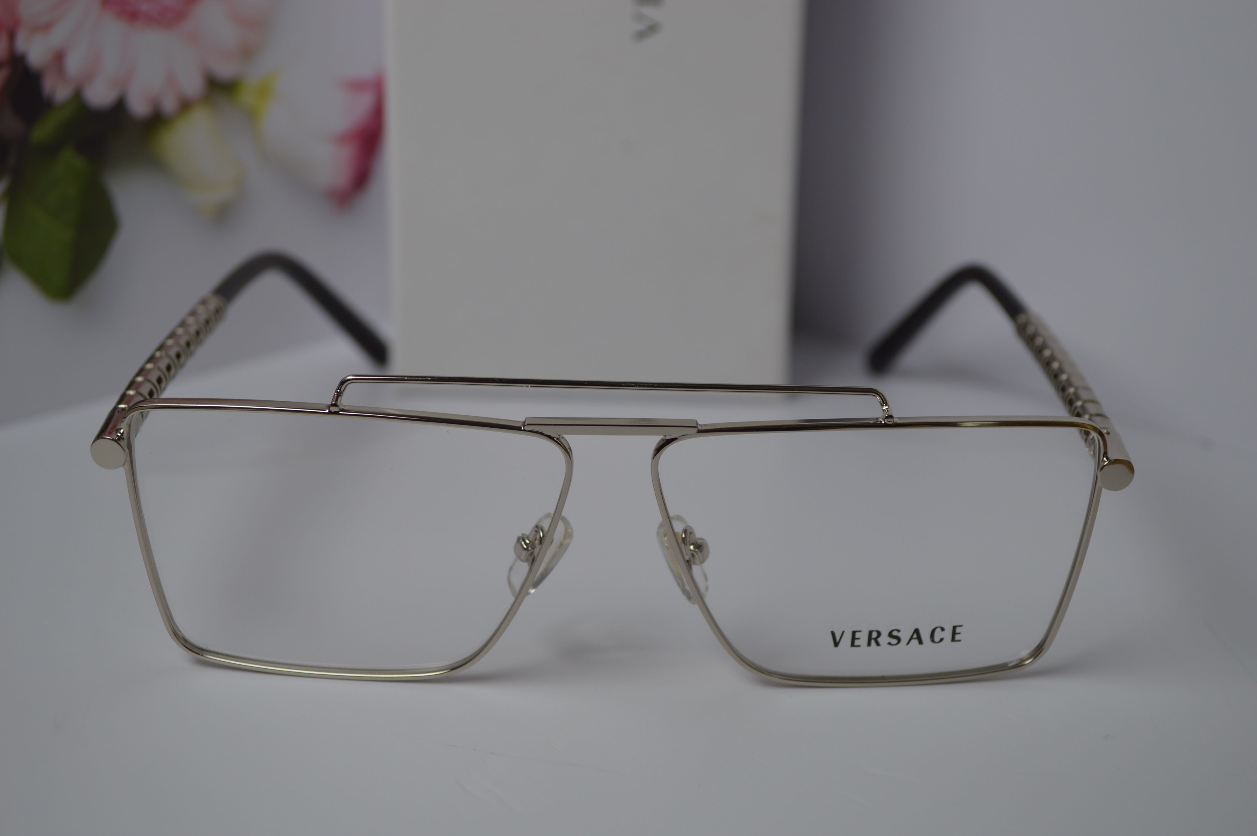 Оправа унисекс, стильная от Versace VE1295 1477/13. Уникальная дужка, серебристый цвет!