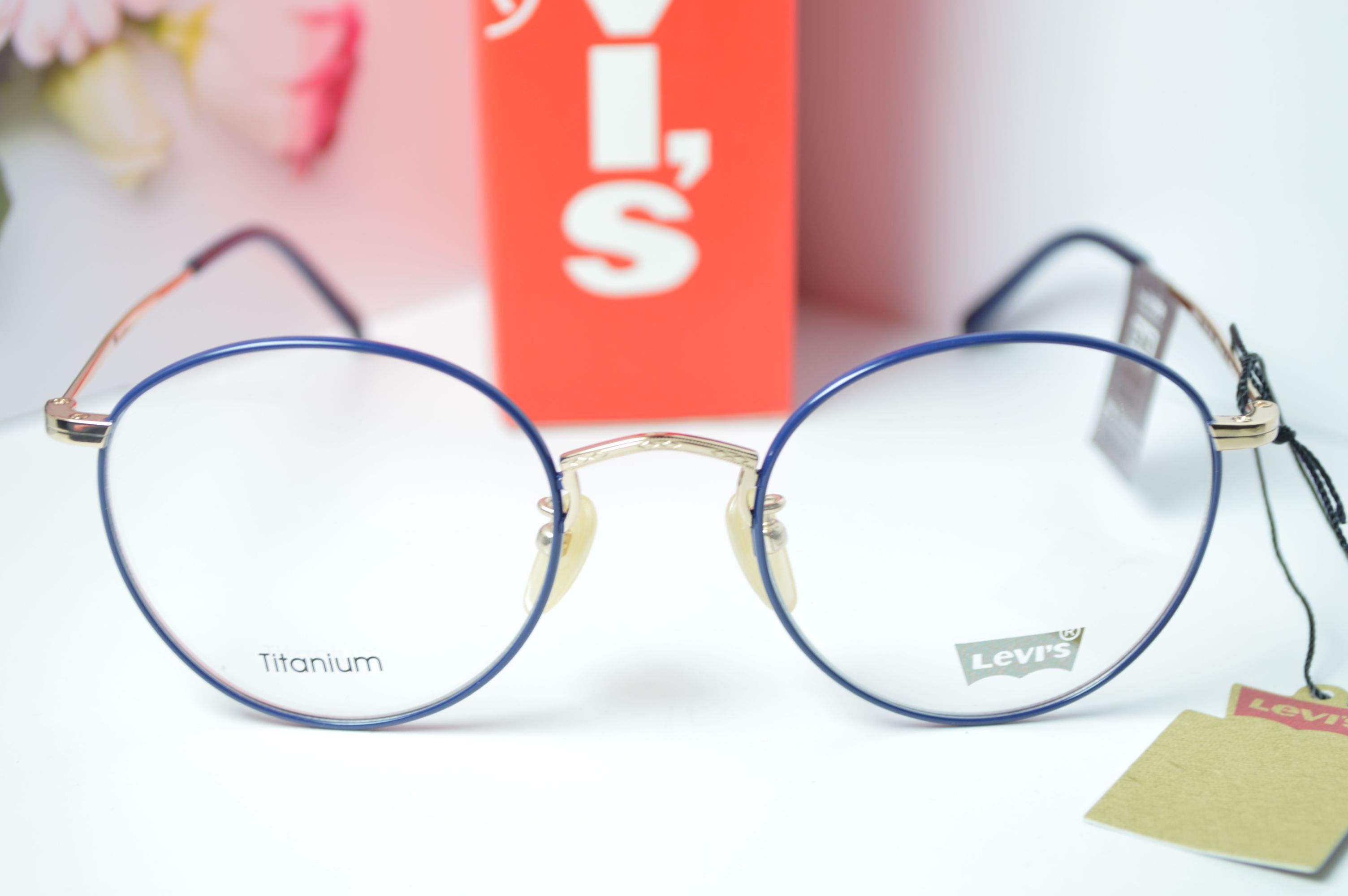 Оправа стильная, унисекс, Levi's модель LS97037. Оправа круглая с синей окантовкой, для него и для нее.