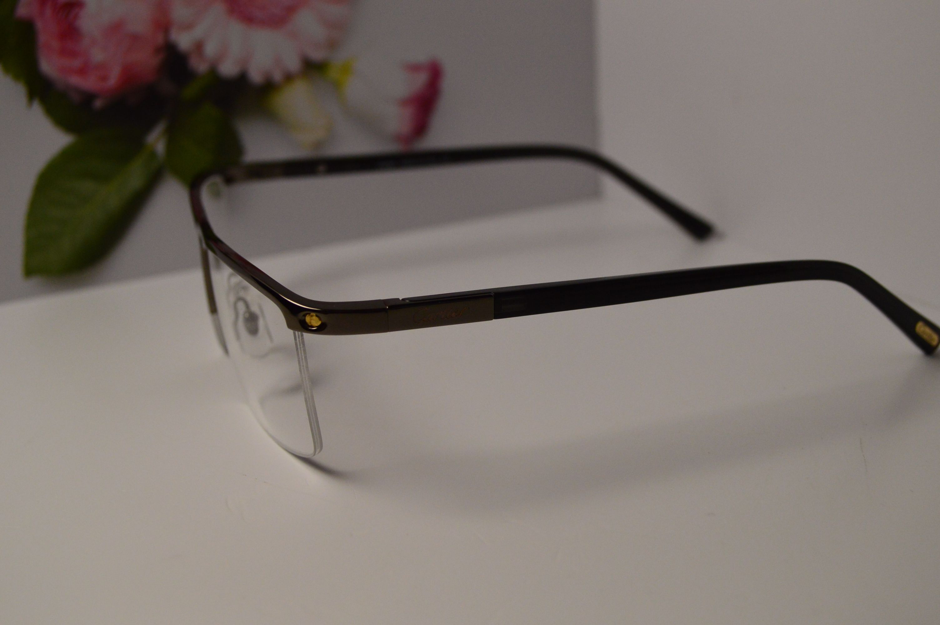 Оправа мужская, стиль от Cartier, модель 8100817. Уникальная полуободковая оправа