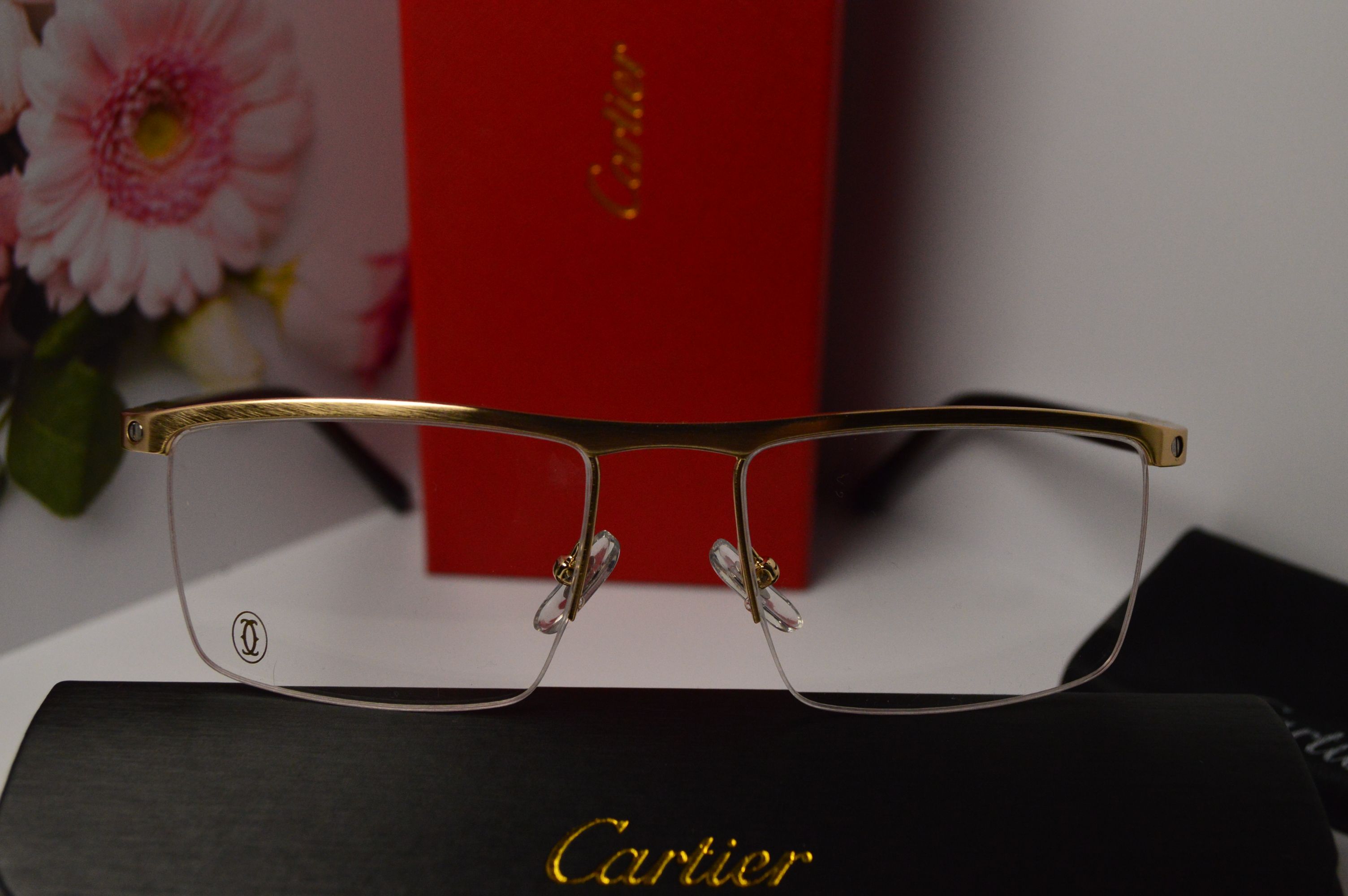 Оправа мужская, стиль от Cartier, модель 8100817. Уникальная полуободковая оправа